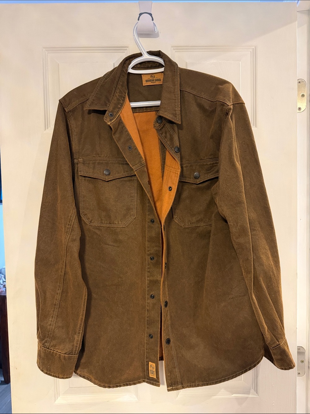 RedHead Brown Canvas Shirt Jacket with Orange Lining